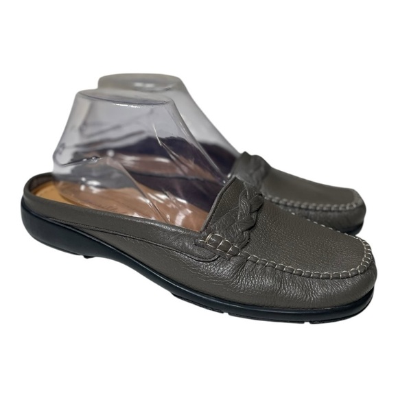 Vintage September Amarillo Jess Women’s Grey Leather Slip On Mules - Picture 1 of 11